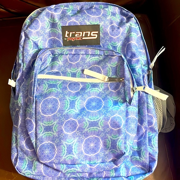 Blue and green jansport backpack, has a pattern similar to a tie dye! - Picture 1 of 3